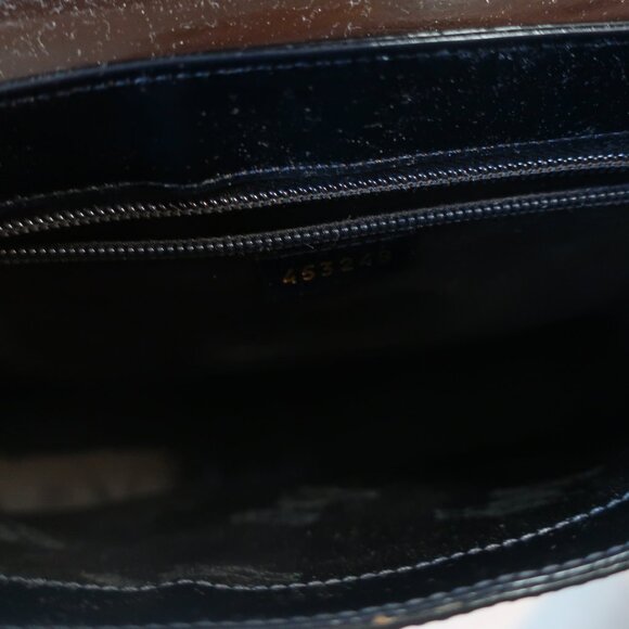 Womens Moschino 453248 Brown Black Matted Patent Leather Shoulder Handbag - Picture 13 of 16